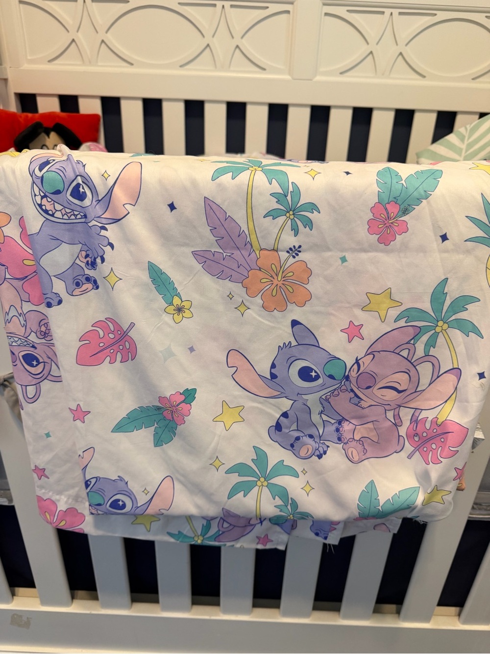Twin Sized Stitch Printed Bedding Set - Pink & Blue 2 Sheets 3 Pillow Cases - Picture 5 of 10